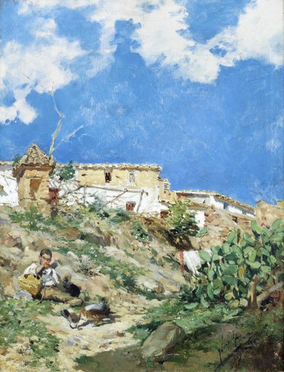 A Landscape with Figure in Sagunto Valencia by Joaquín Sorolla